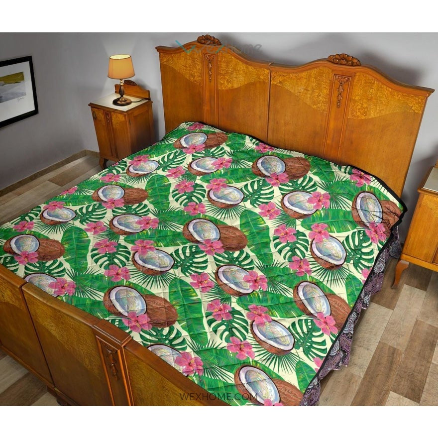 Coconut Pattern Print Design 01 Premium Quilt