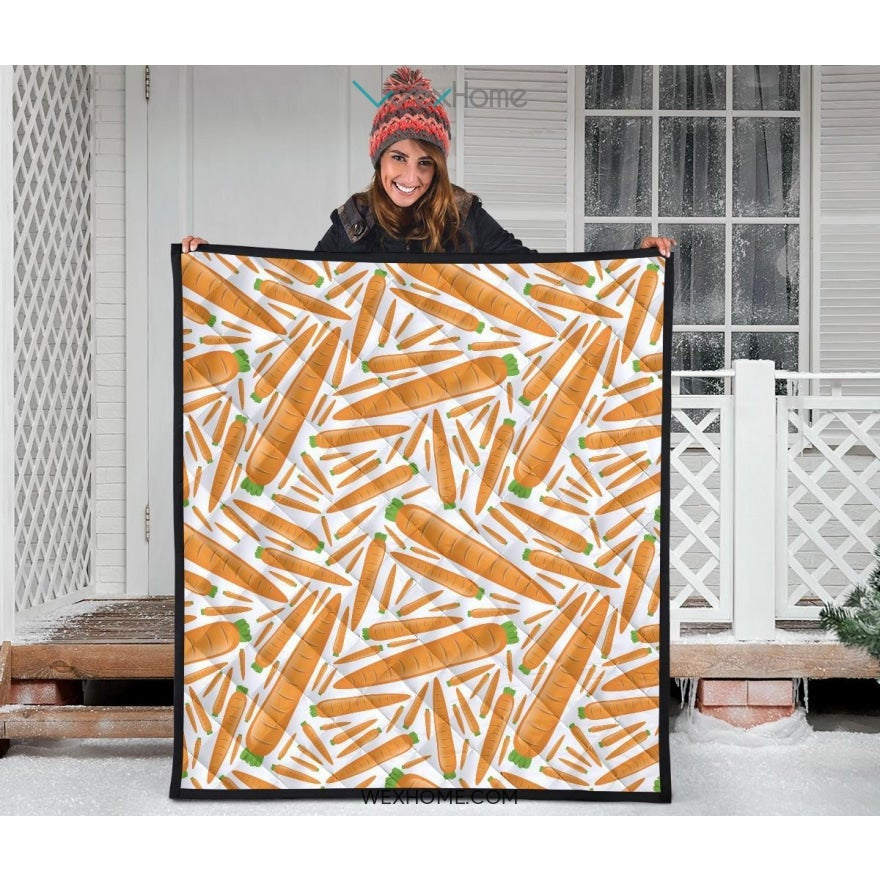 Carrot Pattern Print Design 02 Premium Quilt