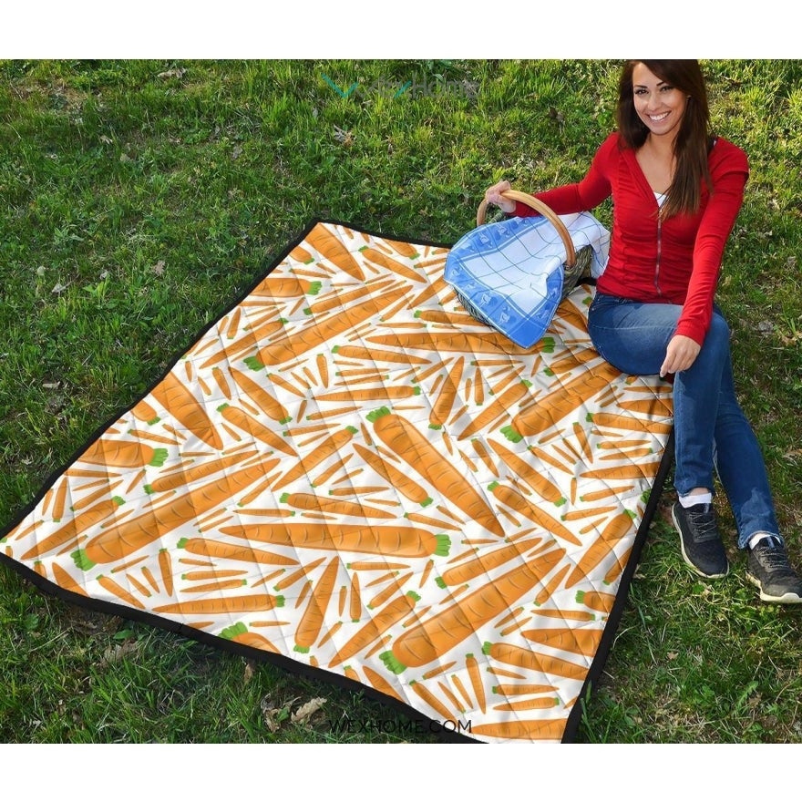 Carrot Pattern Print Design 02 Premium Quilt