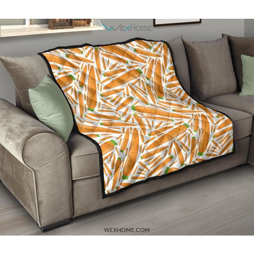 Carrot Pattern Print Design 02 Premium Quilt
