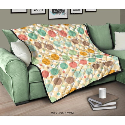 Bicycle Pattern Print Design 01 Premium Quilt