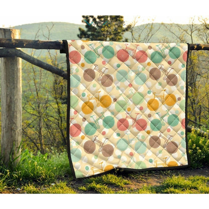 Bicycle Pattern Print Design 01 Premium Quilt