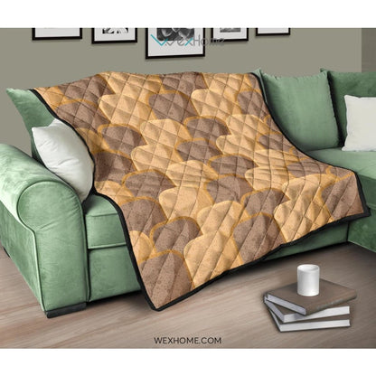 Bread Toast Pattern Print Design 04 Premium Quilt
