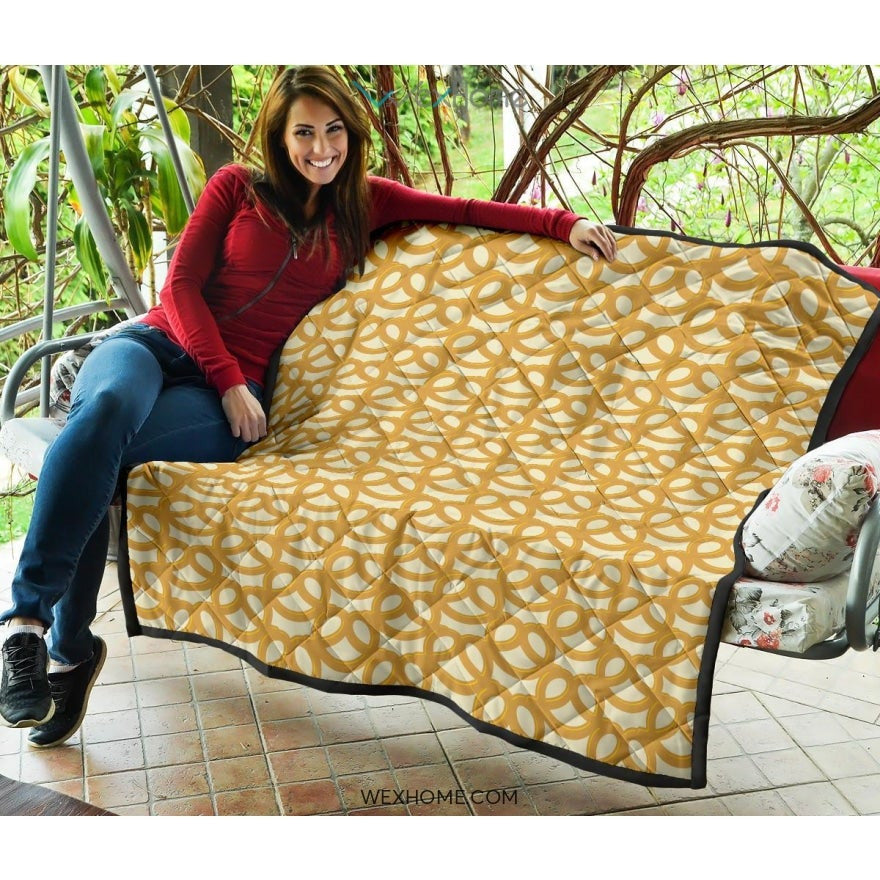 Pretzels Pattern Print Design 01 Premium Quilt