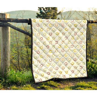 Horseshoes Pattern Print Design 02 Premium Quilt