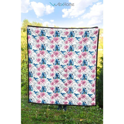 Hummingbird Pattern Print Design 02 Premium Quilt