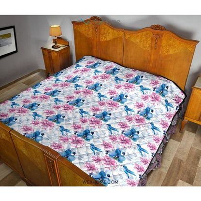 Hummingbird Pattern Print Design 02 Premium Quilt