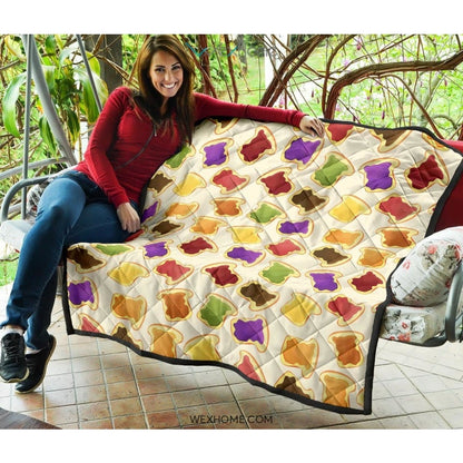 Bread Toast Pattern Print Design 02 Premium Quilt