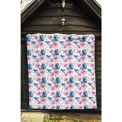 Hummingbird Pattern Print Design 02 Premium Quilt