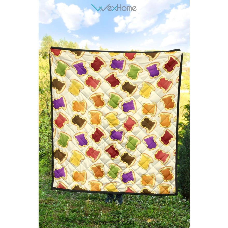 Bread Toast Pattern Print Design 02 Premium Quilt