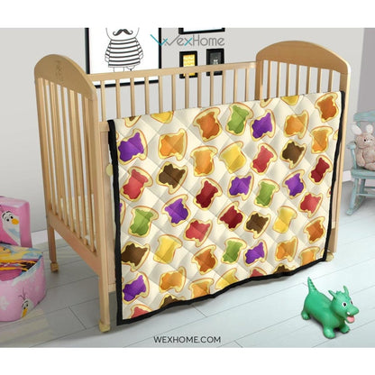 Bread Toast Pattern Print Design 02 Premium Quilt