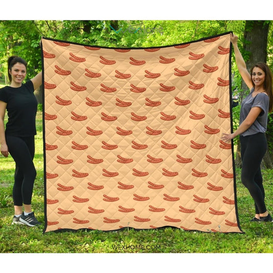 Sausage Pattern Print Design 03 Premium Quilt