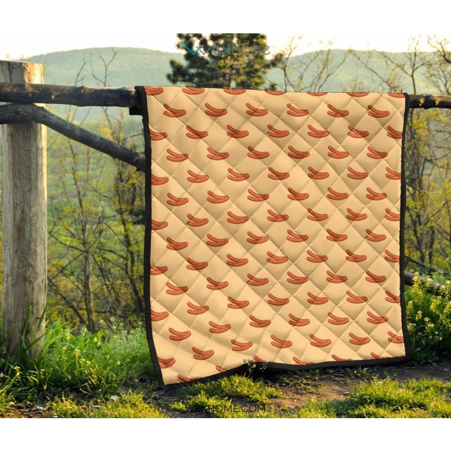 Sausage Pattern Print Design 03 Premium Quilt