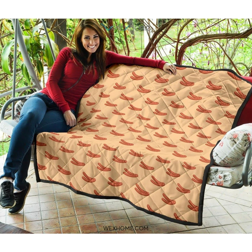 Sausage Pattern Print Design 03 Premium Quilt