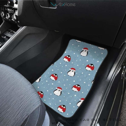 Cute Penguin Christmas Snow Pattern Front And Back Car Mats  Best Car Gift 2021