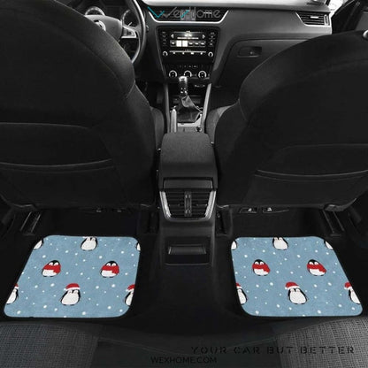 Cute Penguin Christmas Snow Pattern Front And Back Car Mats  Best Car Gift 2021