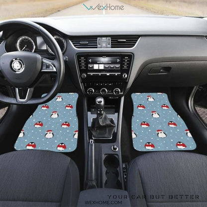 Cute Penguin Christmas Snow Pattern Front And Back Car Mats  Best Car Gift 2021