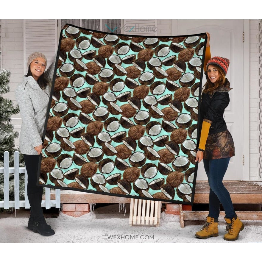Coconut Pattern Print Design 03 Premium Quilt