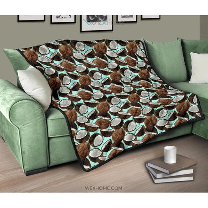 Coconut Pattern Print Design 03 Premium Quilt