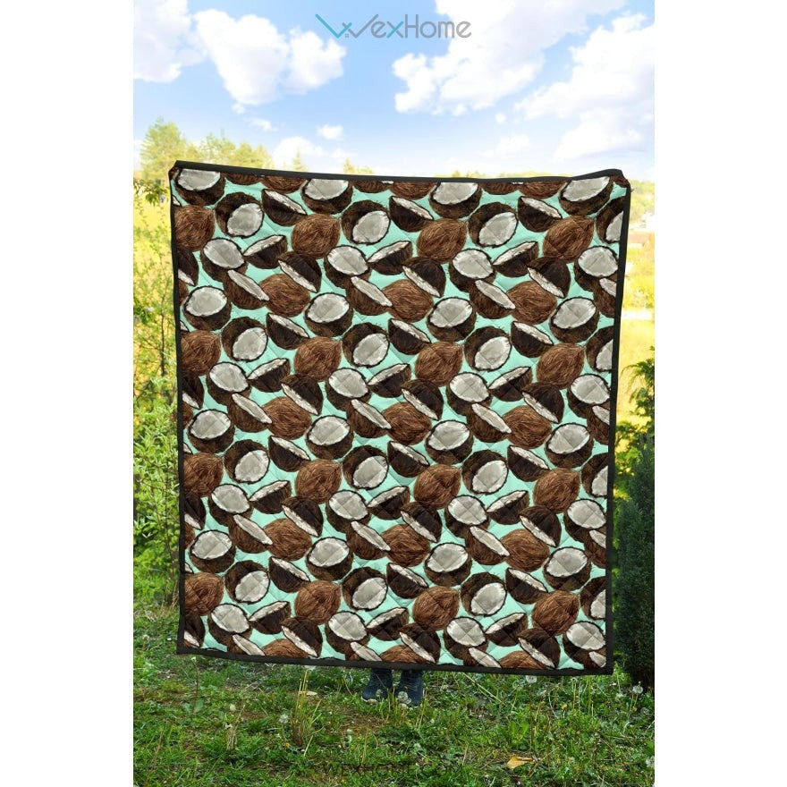 Coconut Pattern Print Design 03 Premium Quilt
