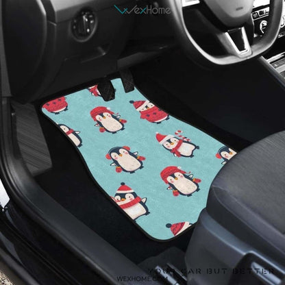 Cute Penguin Christmas  Design Pattern Front And Back Car Mats  Best Car Gift 2021