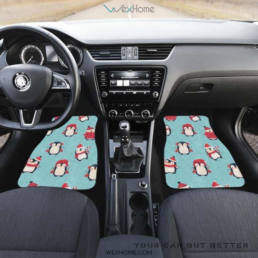 Cute Penguin Christmas  Design Pattern Front And Back Car Mats  Best Car Gift 2021