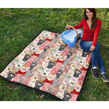 Pig Pattern Print Design 02 Premium Quilt