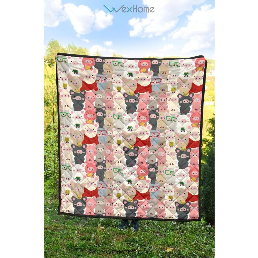 Pig Pattern Print Design 02 Premium Quilt