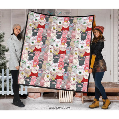 Pig Pattern Print Design 02 Premium Quilt