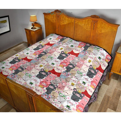 Pig Pattern Print Design 02 Premium Quilt