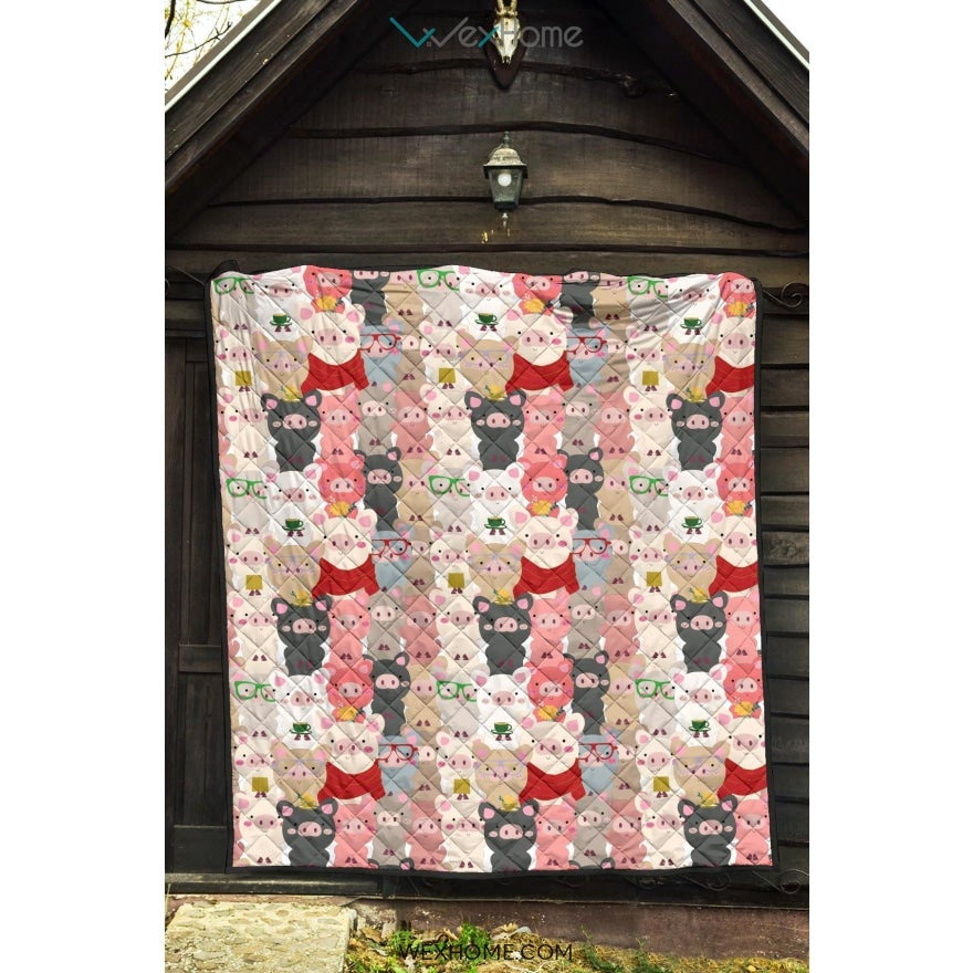 Pig Pattern Print Design 02 Premium Quilt