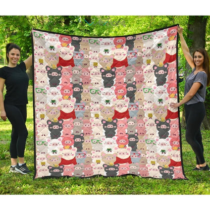 Pig Pattern Print Design 02 Premium Quilt