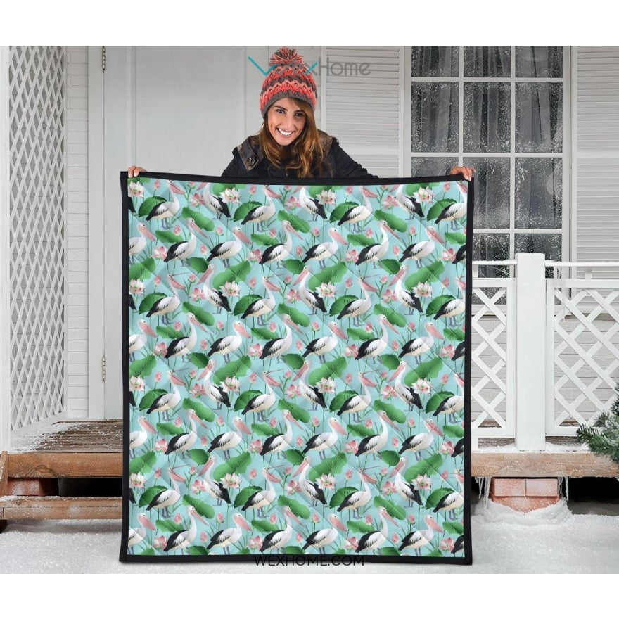 Pelican Pattern Print Design 01 Premium Quilt
