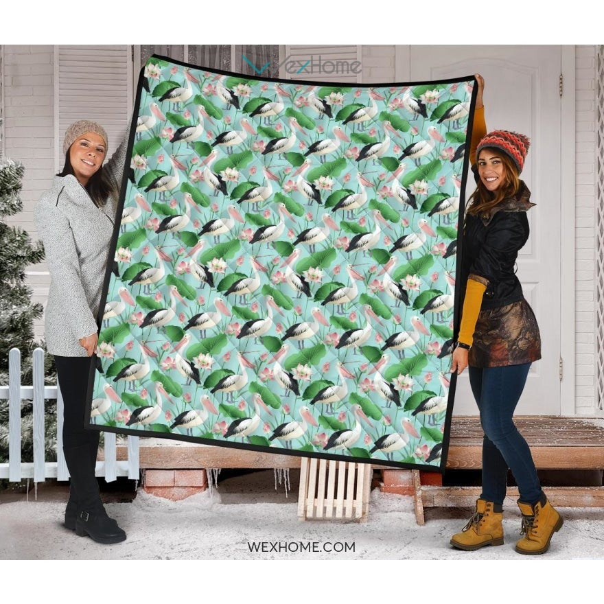 Pelican Pattern Print Design 01 Premium Quilt