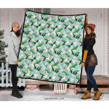 Pelican Pattern Print Design 01 Premium Quilt