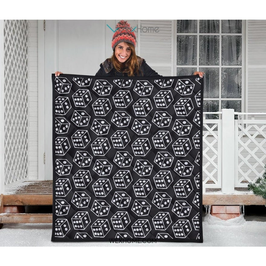 Dice Pattern Print Design 01 Premium Quilt