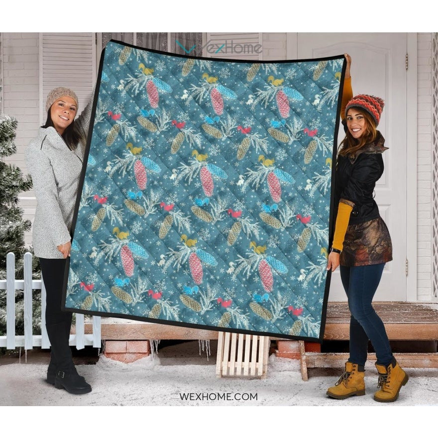 Squirrel Pattern Print Design 01 Premium Quilt