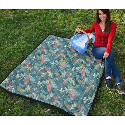 Squirrel Pattern Print Design 01 Premium Quilt