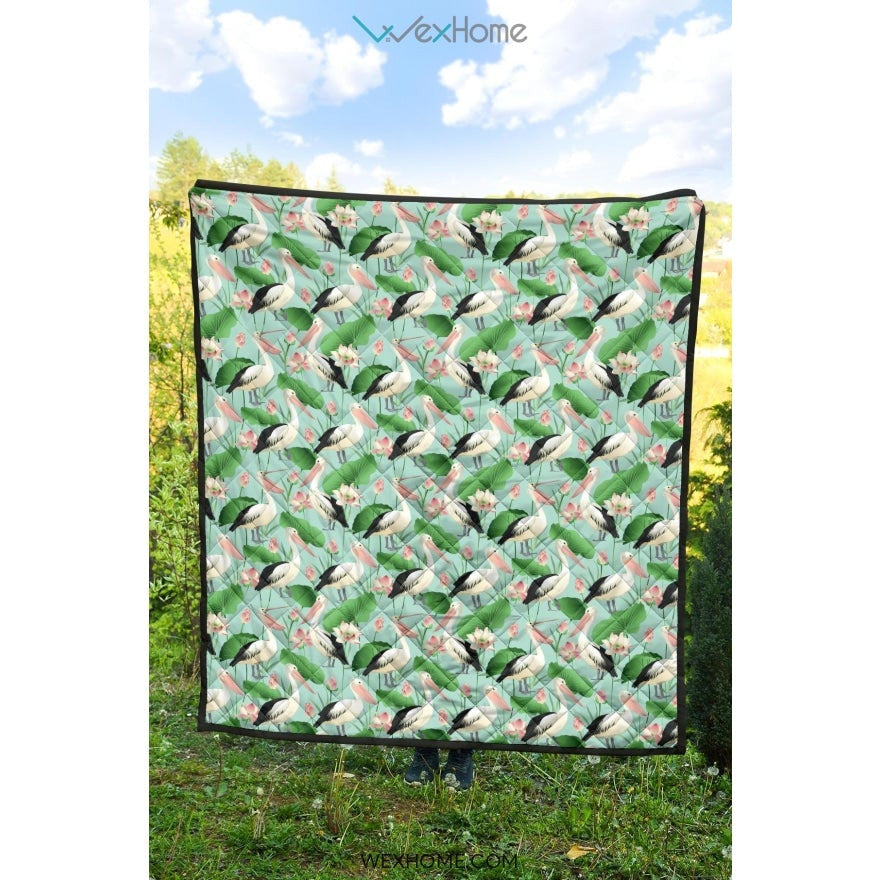 Pelican Pattern Print Design 01 Premium Quilt