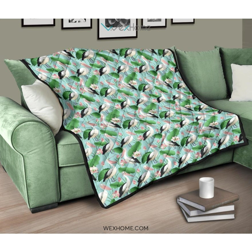 Pelican Pattern Print Design 01 Premium Quilt