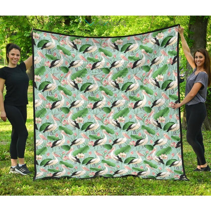 Pelican Pattern Print Design 01 Premium Quilt