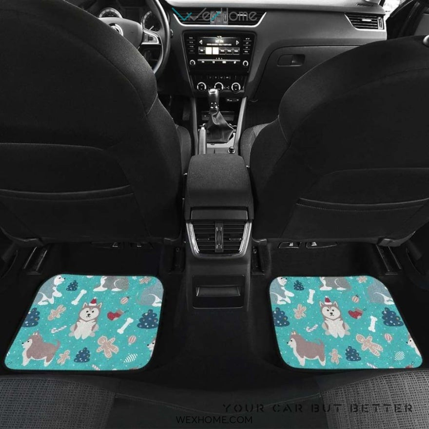 Christmas Cute Siberian Husky Puppie Pattern Front And Back Car Mats  Best Car Gift 2021