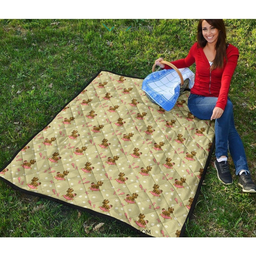 Yorkshire Terrier Pattern Print Design 01 Premium Quilt