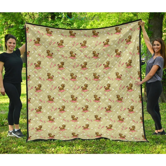 Yorkshire Terrier Pattern Print Design 01 Premium Quilt