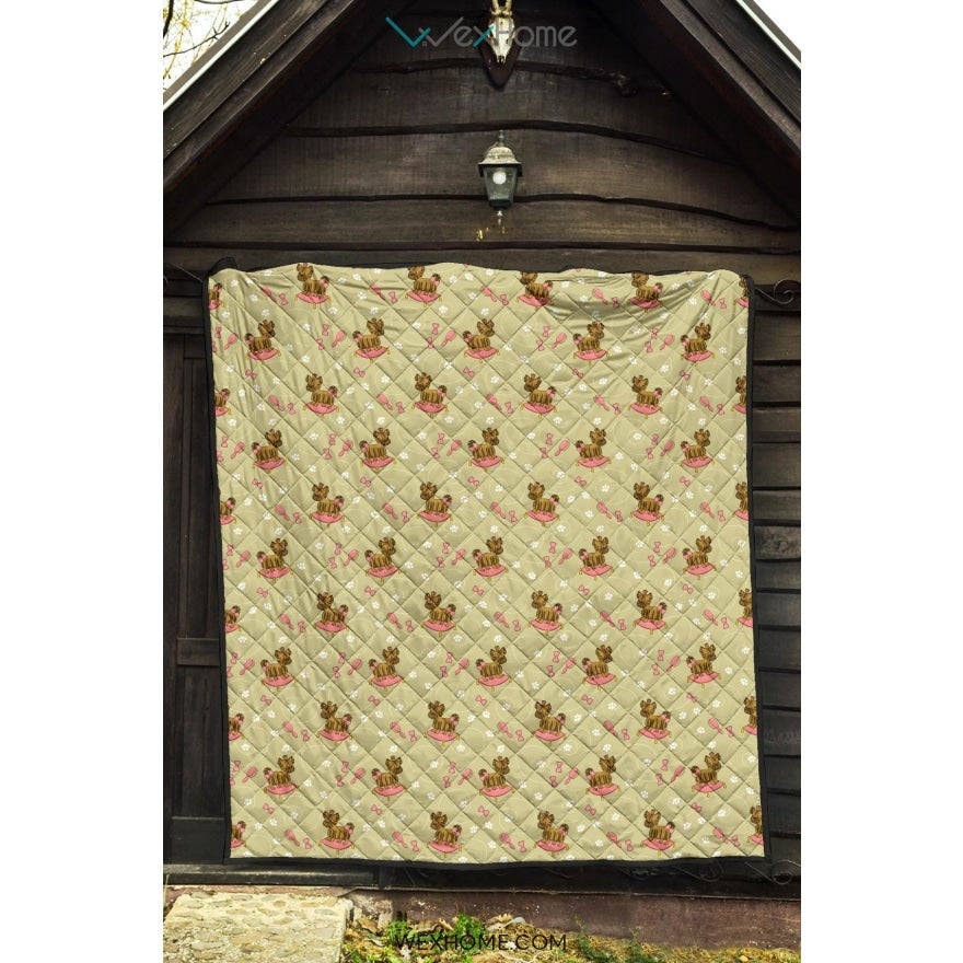Yorkshire Terrier Pattern Print Design 01 Premium Quilt