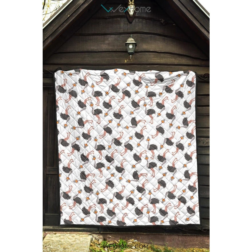Ostrich Pattern Print Design 02 Premium Quilt