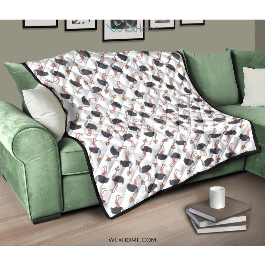 Ostrich Pattern Print Design 02 Premium Quilt