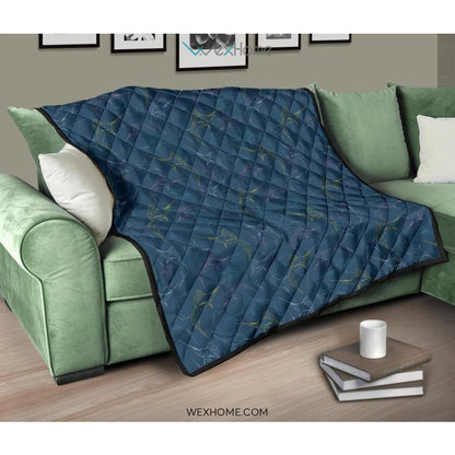 Swordfish Pattern Print Design 02 Premium Quilt
