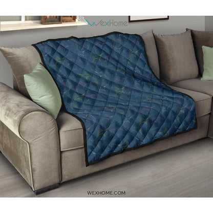Swordfish Pattern Print Design 02 Premium Quilt