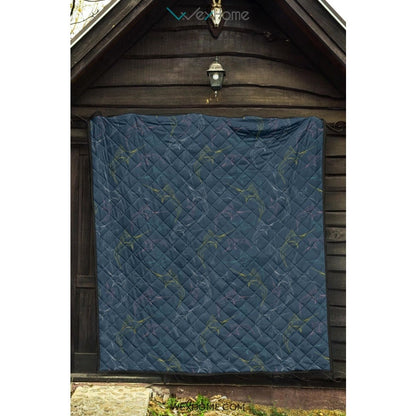 Swordfish Pattern Print Design 02 Premium Quilt